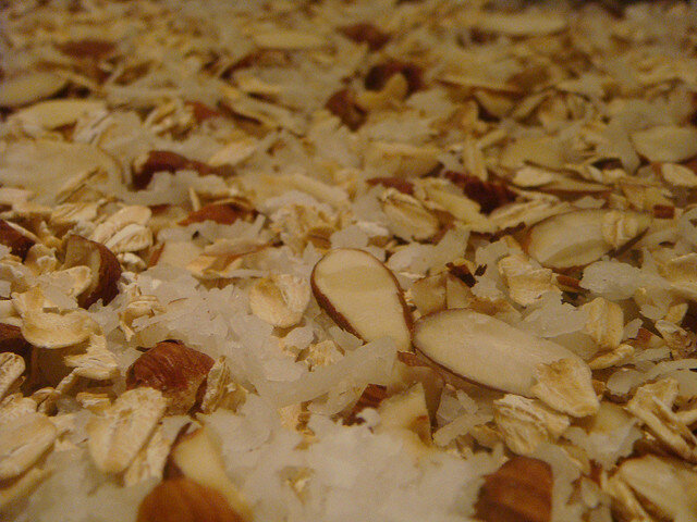 Coconut oats almonds hazelnuts