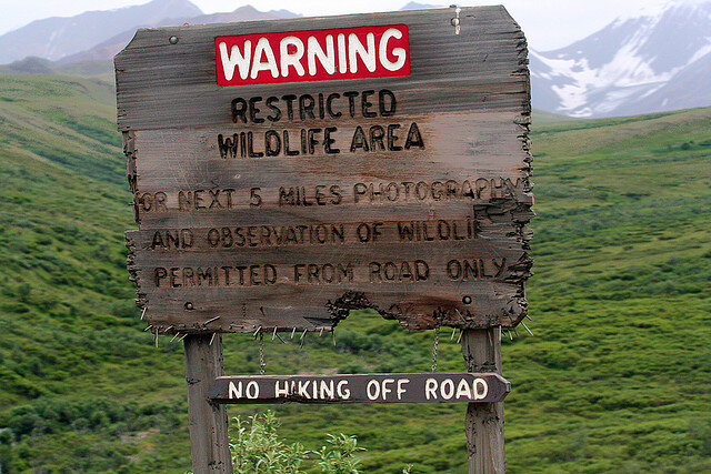 restricted wildlife sign