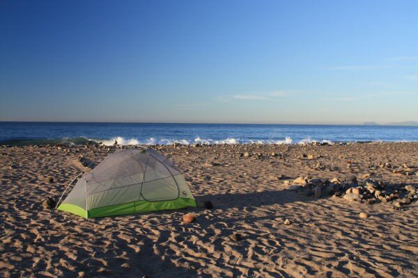 The Rattlesnake SL2 model pitched near the Pacific Ocean. This model is new for 2015.